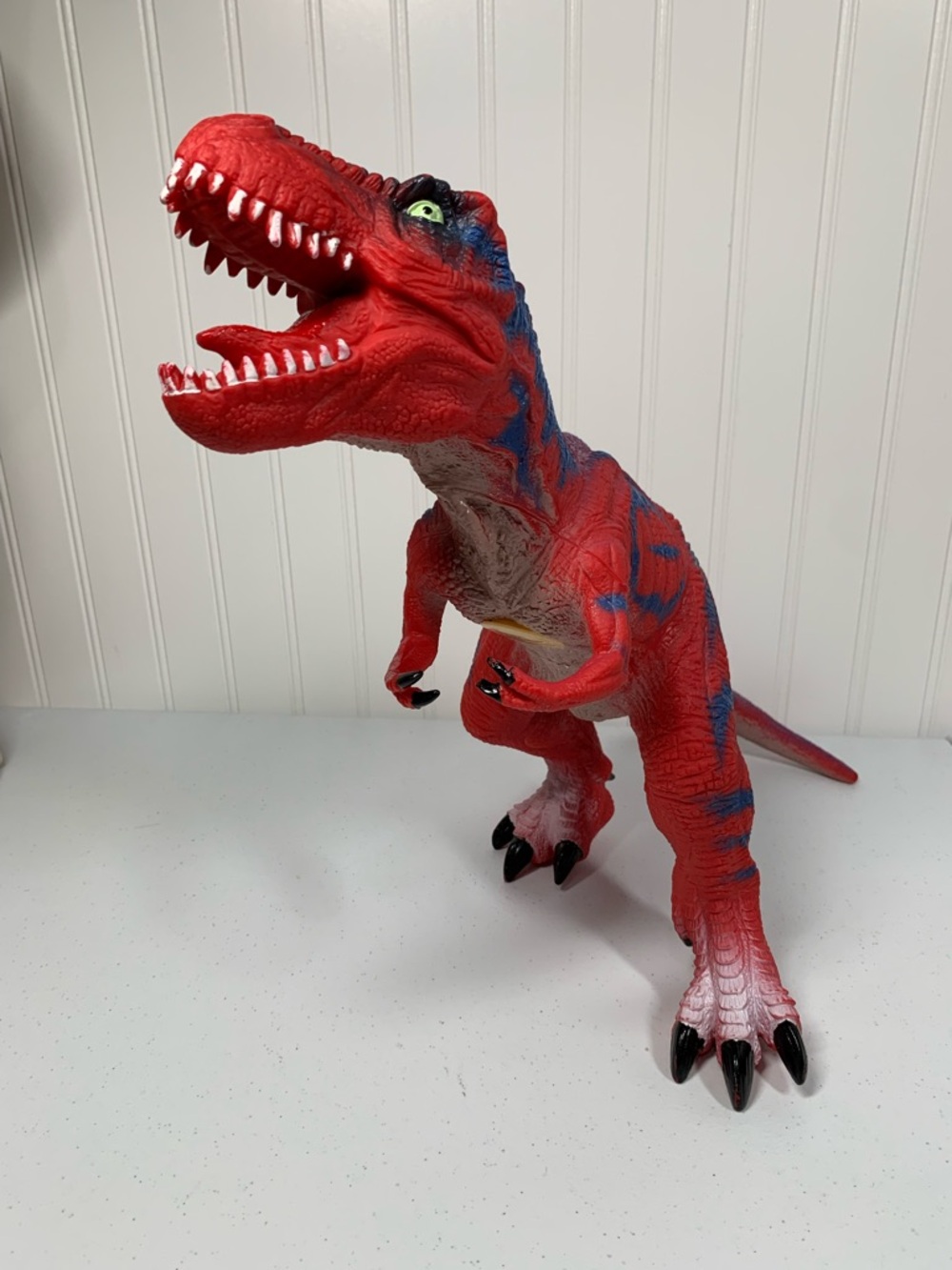 Red and Blue T-Rex Action Figure - Realistic Dinosaur Toy